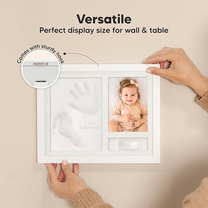 KeaBabies Baby Footprint Kit - Newborn Hand and Footprint Keepsake Frame, Nursery Picture Frame, Personalized New Mom Gifts & Baby Shower Gifts for Boys,Girls Nursery Decor(Alpine White)