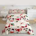 jejeloiu Merry Christmas Comforter Set Toddler Size Xmas Santa Claus Bedding Set for Kids Boys Girls Cute Snowman Duvet Quilt Beige Bedroom Decor