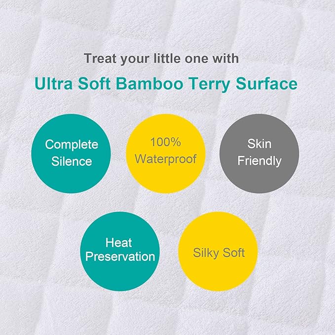 Bassinet Mattress Pad Cover Compatible with Chicco LullaGlide™ 3-in-1 Stationary Baby Bassinet, 2 Pack, Waterproof Quilted Ultra Soft Surface, Breathable and Easy Care