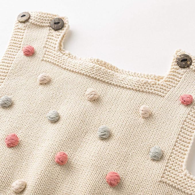 Simplee kids Baby Girl Knit Romper Fall Sleeveless Pompoms Rompers Newborn Little Girl Overall Jumpsuit Outfits