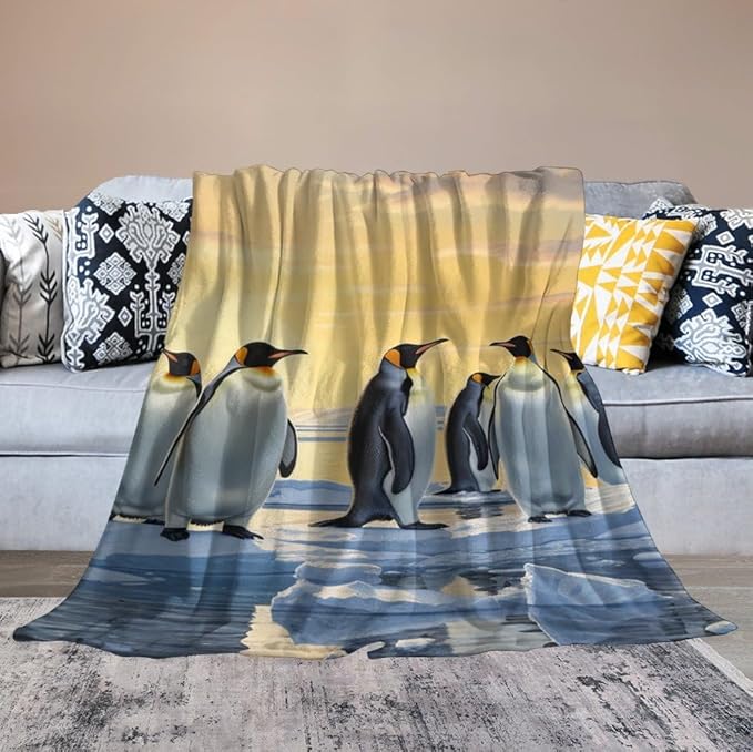 Penguin Blanket Antarctic Penguins Gifts for Girls Boys Woman Kids Penguin Lover Throw Blankets Soft Blanket Warm Fleece Flannel Plush Blankets for Bed Sofa Couch 60"x80"