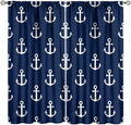 Nautical Costal Curtains,MarineThemed Oceanic Anchor Pattern Blackout Print Home Bedroom Living Room Window Treatments 2 Panel Set 63x72 Inch