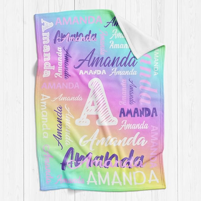 Personalized Name Blankets and Throws, Custom Blanket with Name, Personalized Blanket Gifts for Women Men Custom Soft Fleece Blanket with Names