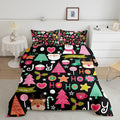 Merry Christmas Kids Comforter Set Twin Size,Cartoon Santa Claus Snowman Xmas Bedding Set,Boys Girls Adults Room Decor,Christmas Trees Deer Cute Down Comforter,Colorful Duvet Insert,1 Pillowcase