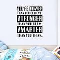 Baby Quotes Wall Stickers for Nursery: Kids Inspirational Positive Moon Stars Vinyl Art Wall Decals - Bedroom Playroom School Wall Decor - You're Braver Than You Believe Stronger 15" X 18"