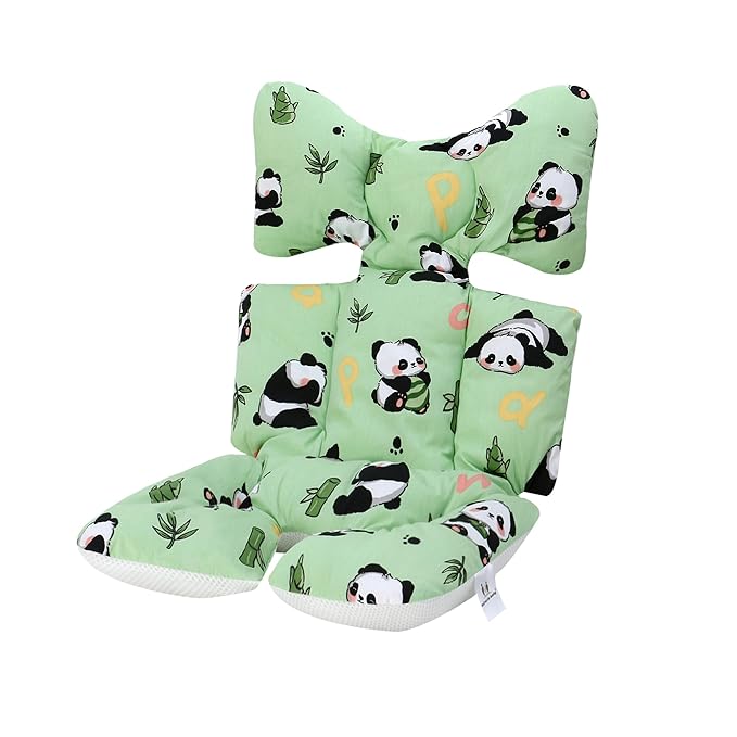 Baby Seat Pad Liner for Stroller–Soft and Breathable，3D Air Mesh Cotton Universal Baby Stroller Cushion(Green Panda)