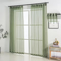 Sage Green Linen Look Pinch Pleated Sheer Curtains 90 Inches Long 2 Panels, 50 Inches Width, Rustic Textured Light Filtering Drapes, Elegant Window Curtain with Hooks
