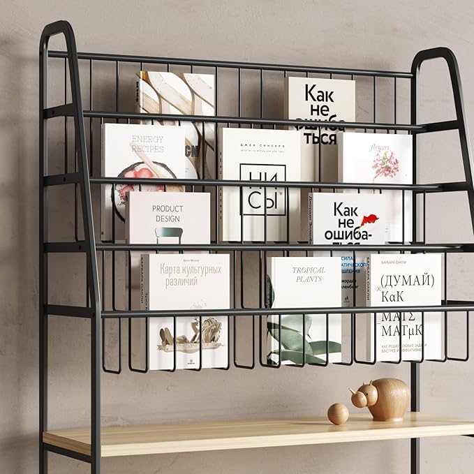 Kids Bookshelf and Toy Storage Organizer,6 Tier Childrens Bookcase,Magazine Rack Floor,Book Shelf for Kids Rooms Classroom Nursery Living Room Office (Black, L:31.5")