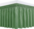 Biscaynebay Wrap Around Bed Skirts for Queen Beds Short Drop of 12", Sage Adjustable Elastic Dust Ruffles Easy Fit Wrinkle Resistant Silky Luxurious Fabric Machine Washable