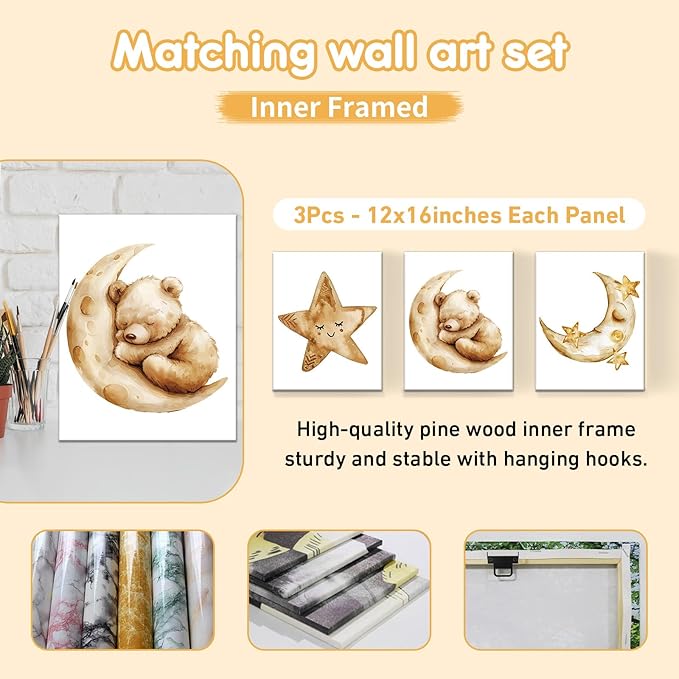 Personalized Baby Bedding Set, 5 Pcs Custom Baby Crib Sets with Name, Bear Toddler Bedding Set for Baby Boys Girls, Double Layer Nursery Flannel Bedding Set, Customized Gifts for Infants Kids