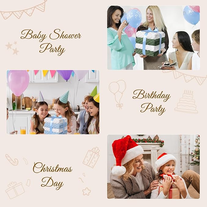 HOMRITAR Baby Blanket 4 Pcs, Ultra Soft 3D Flannel Fleece Fluffy Blankets for Nursery, Warmer Plush Bed Blanket Set, Christmas Baby Gift Idea for Boys & Girls, 30x40 Inches (2 Olive Green + 2 Cream)