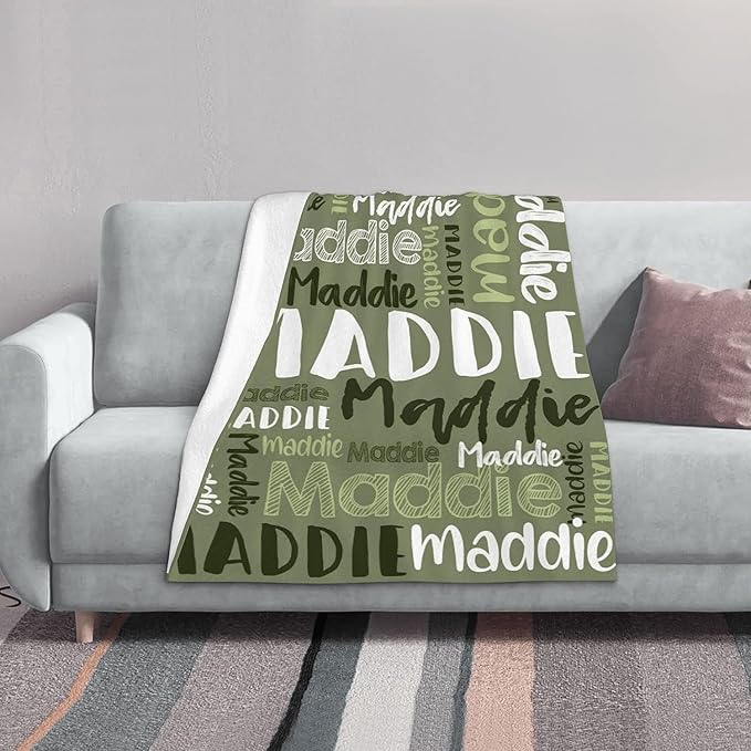 Dr.TOUGH Personalized Blankets with Name Customized Baby Blankets for Girls Boys Adults Monogrammed Blankets and Throws Christmas Birthday Mothers Fathers Valentines Day Gift (Mossy, 40''×50'')