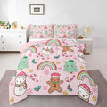 Feelyou Christmas Kids Comforter Set Toddler Size Merry Christmas Tree and Snowman Bedding Set Gingerbread Man Duvet Quilt for Kids Boys Girls Bedroom Rainbow Print Decor Snowflake Soft Breathable