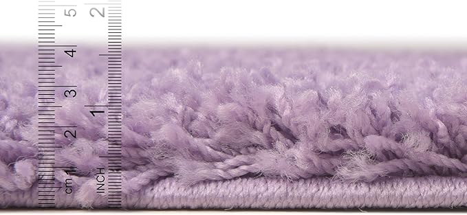 Unique Loom Solid Shag Collection Area Rug (7' 1" Round, Lilac)