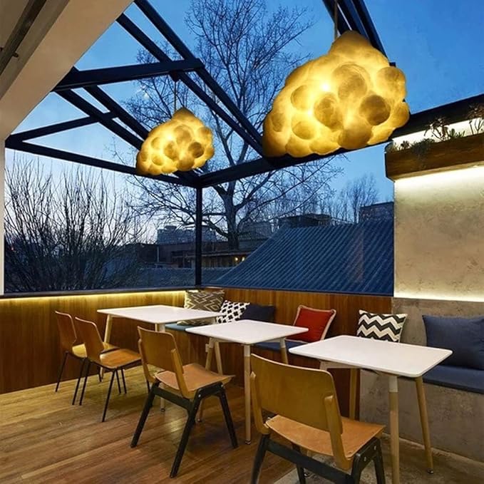 Cloud Chandelier, Modern White Cloud Pendant Light Fixture with 3 LED Bulbs for Bedroom, Nursery, Kids Room, Playroom, Living Room, Dining Room, Farmhouse, Contemporary Style(15.75")