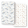 GRSSDER Stretchy Ultra Soft Jersey Knit Fitted Crib Sheets Set 2 Pack, Fit All Standard Crib Mattresses Safe and Snug, Beautiful Marine Organism for Boys and Girls