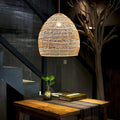 Bamboo Pendant Light Fixture Boho Style 1 Lights Rattan Pendant Lamp Woven Hanging Light for Kitchen Island Nursery in Beige(13.7" W)