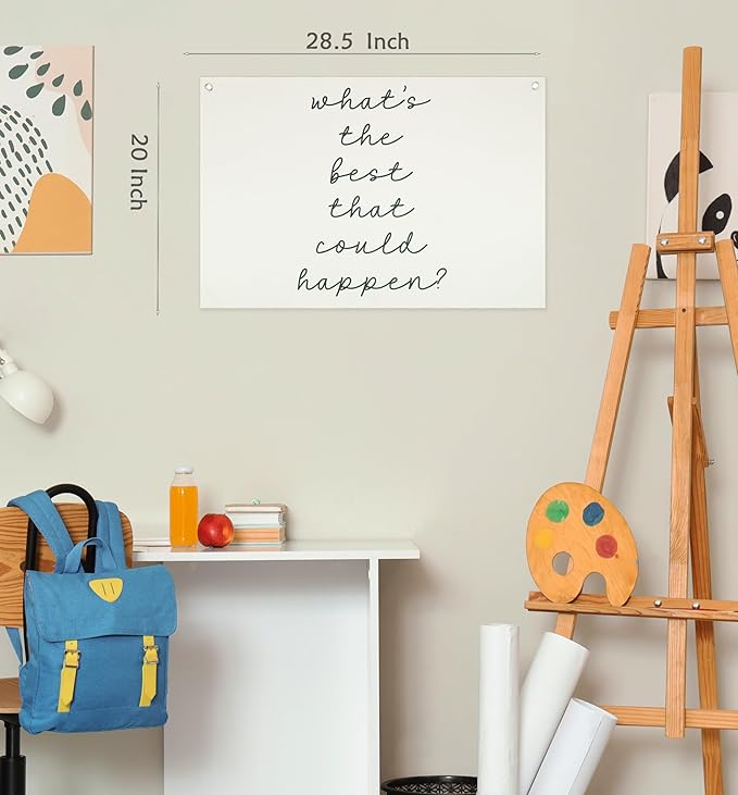 Mental Health Inspirational Rectangular Banner-Positive Affirmation Flag for Kids Teen Counselor Teacher,Classroom Therapy Office Homeschool Reading Room Wall Decor-What's the Best That Could Happen