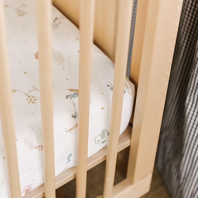 Pehr Crib Sheet, Zodiac | Breathable Brushed Organic Cotton for Soft Sleep | Snug Fit | Reusable Fabric Bag Packaging | Standard Crib Mattresses up to 52”L x 28”W x 8”H