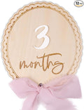 Daisy 3D Baby Monthly Milestone, Wooden Baby Milestone Signs, Monthly Milestone Wood Discs, Baby Milestone Discs (Ribbon)