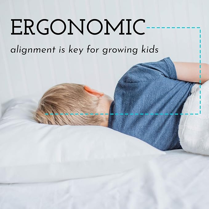 Little Sleepy Head Youth Pillow with Pillowcase 16x22, Soft Jumbo Toddler Pillows, Hypoallergenic Pillowcase - Best Kids Pillows for Sleeping, Perfect Kids Travel Pillow (Bicycles)
