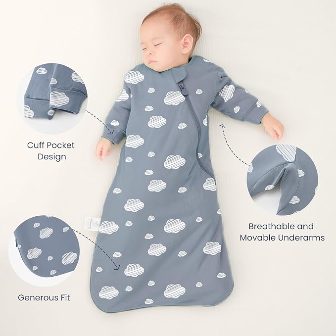 Unisex Sleeping Bag for Babies and Toddlers 1.0 Tog Sleep Sack 6-18 Months, Newborn Sleep Sack, Wearable Blanket Baby, One Piece Long Sleeves, Gifts for Baby