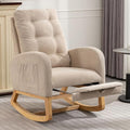 NIOIIKIT Nursery Rocking Chair, Linen Upholstered Glider Chair with Footrest, Tufted Rocker Recliner with Side Pocket, Comfy Recliner Glider, Accent Chair for Living Room (Cream Linen)