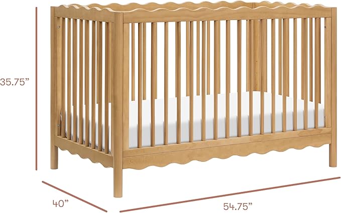 babyletto Swell 4-in-1 Convertible Crib with Toddler Bed Conversion Kit in Honey, Greenguard Gold Certified, Made of 100% Solid Wood
