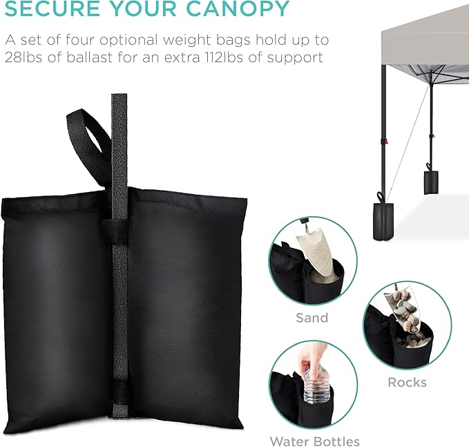 Best Choice Products 12x12ft 1-Person Setup Pop Up Canopy Tent Instant Portable Shelter w/ 1-Button Push, Case, 4 Weight Bags - Light Gray