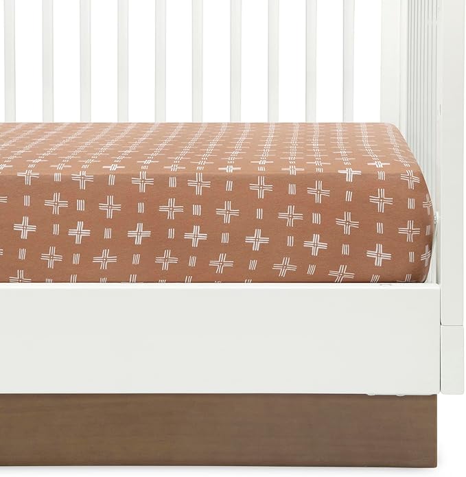 Delta Children Fitted Crib Sheets for Girls and Boys - 100% Organic Cotton Crib Sheet for Standard Crib and Toddler Mattresses - 28x52 Inch - GOTS Certified (Pack of 2), Neutral Boho