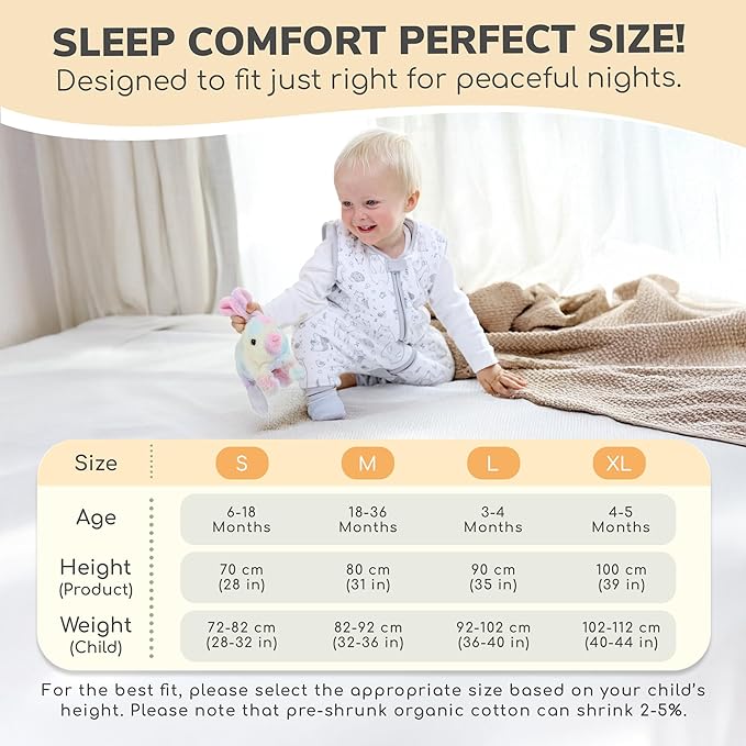Mama Cheetah Toddler Sleep Sack with Feet, 1.0 TOG Organic Cotton Baby Wearable Blankets with Legs, Baby Sleeping Bag for Walkers, Early Walker 6-18 Month
