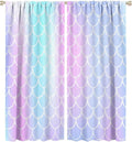 Fantasy Mermaid Curtain Rainbow Mermaid Scales Purple Pink Blue Ocean Theme Dream Blackout Window Treatment for Kids Boys Girls Bedroom Nursery Room Decor Rod Pocket Window Drapes 55x63in