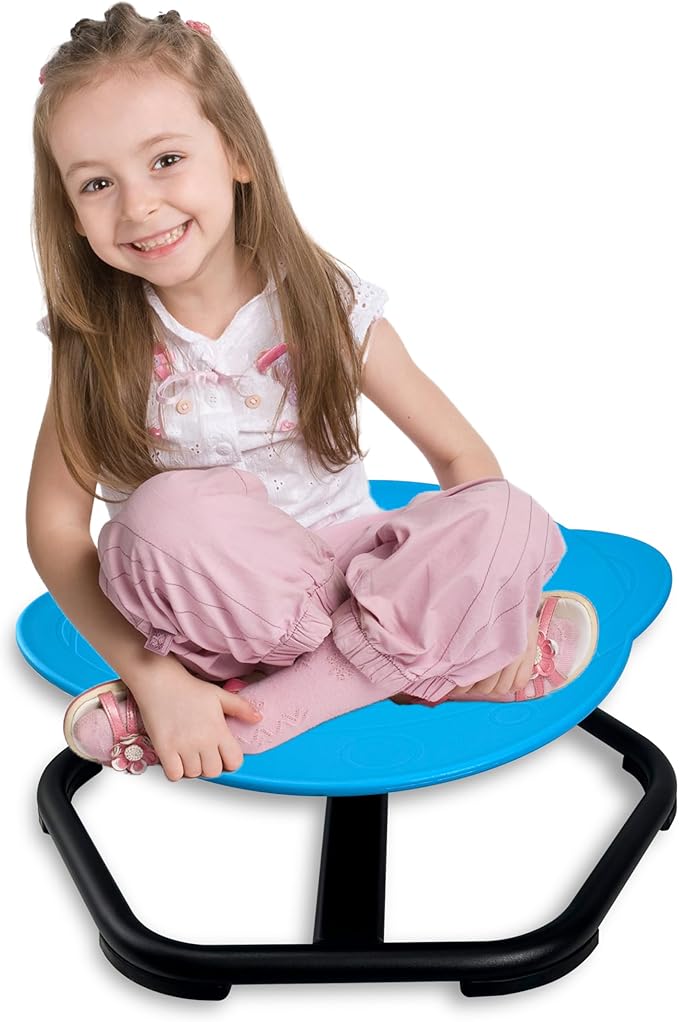 Kids Chair, Sensory Swivel Chair, Spinning Chair, Sit and Spin Training Body Coordination, 360° Spinning Seat, Metal Base, Non-Slip
