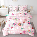 Christmas Kids Bedding Set Cartoon Snowman Gingerbread Man Comforter Set with Sheets for Boys Girls Christmas Tree Decor Bed in a Bag Pink Xmas Theme Bed Set 7Pcs King Size