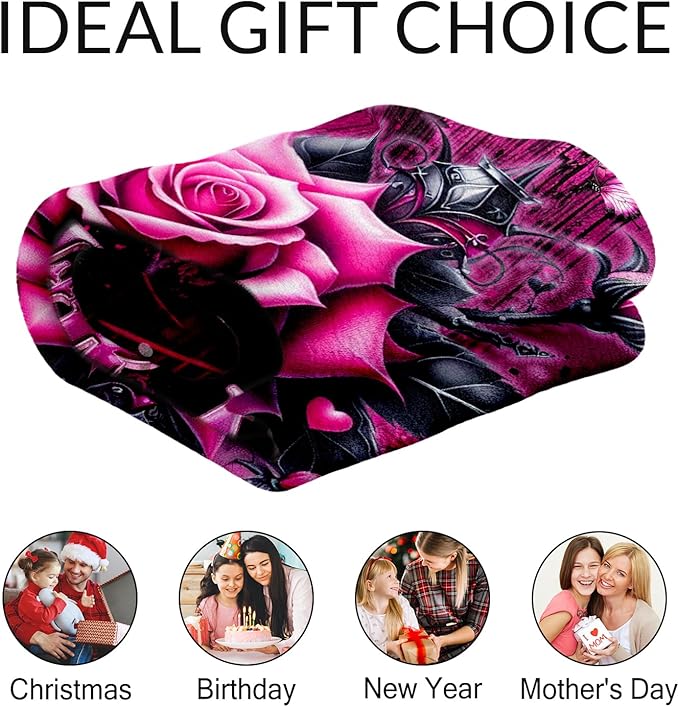 Personalized Rose Stylish Flower Blanket - Custom 50" x 60" Girls Throw Blankets for Women - Fluffy Plush Throws for Mom