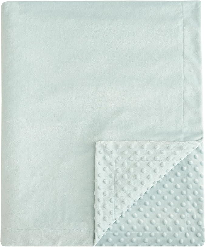 david's kids Micro Fleece Minky Baby Blanket for Boys Girls Neutral with Double Layer and Soothing Raised Dots, Breathable and Soft Lightweight Receiving Blanket for Newborns 30x40 Inches, Light Blue