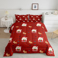 Feelyou Santa Claus Comforter Set Christmas Deer Decorations Bedding Set for Kids Boys Girls Winter Snowflake Comforter Merry Christmas Khaki Red Quilt Collection 2Pcs Twin Size