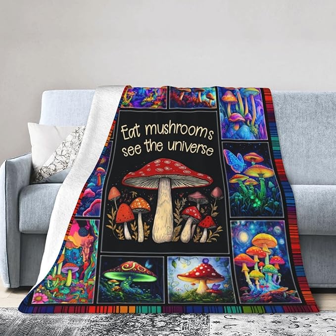 Mushroom Blanket Mushroom Decor Throw Blanket Super Soft Flannel Lightweight Fluffy Plush Fuzzy Fleece Forest Blanket Gifts for Girl Baby Woman Boys Kids Adults Man for Bed Sofa 50"X60"
