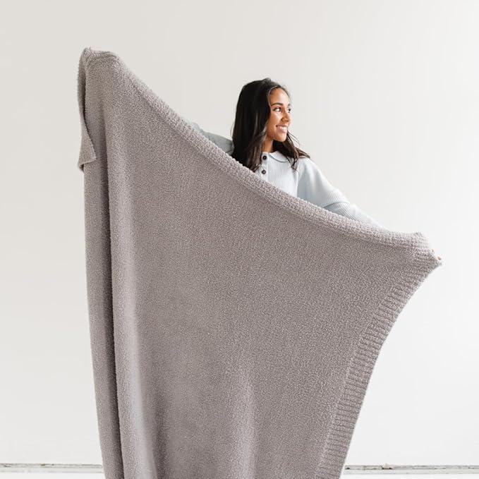 SARANONI Bamboni Luxury Throw Blanket | Oversized Super Soft Plush Home Decorative Comfy Blankets for Couch or Bed | Gray - X-Large 60” x 80”