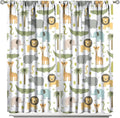Nursery Safari Animals Window Curtains,Cartoon Woodland Jungle Forest Lion Elephant Giraffe Printed Pattern Blackout Drapes for Living Room Baby Boy Kids Bedroom 84x84in