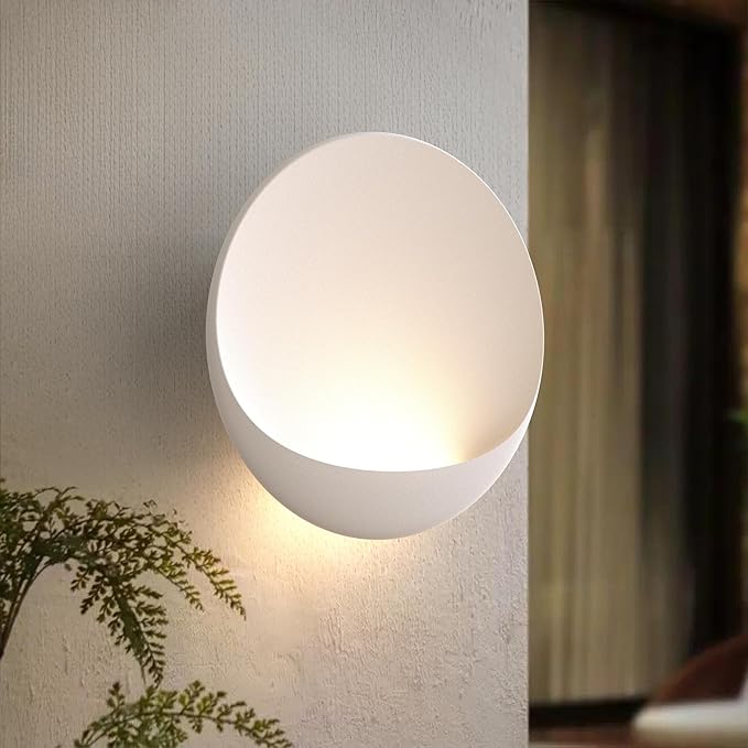 Hyunbae Modern LED Wall Sconce, 8'' Round Wall Lights Outdoor Hardwired Up and Down Wall Mount Light for House,Patio,Porch,Hallway Corridor Light Fixture, Outdoor Wall Lighting 3000K Warm White