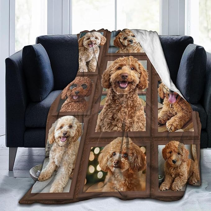 Golden Doodle Blanket Goldendoodle Decor Throw Blanket Super Soft Flannel Lightweight Fluffy Plush Cozy Fuzzy Fleece Gifts Blanket for Dog Lover Women Girls Boys Adults for Bed Sofa 60"X80"