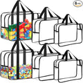 6 Packs Toy Storage Bags with Labels, Reusable Clear PVC Board Game Storage, Travel Waterproof Organizer Bags with Zipper Large Capacity (L, XL, XXL)
