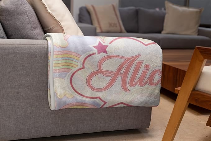 Personalized Rainbow Blanket for Girls | Kids Rainbow Unicorn | Custom Plush Fuzzy Rainbow for Toddler | Customized Little Girl Throw Blankets | Girl Sofa Bed Birthday | Fleece 30x40