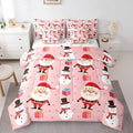 Feelyou Christmas Bed in a Bag Merry Christmas Snowman Comforter Set with Sheets for Kids Boys Girls Decor Santa Claus Bed Set Kawaii Pink Bedding Set Bedroom Collection Twin Size