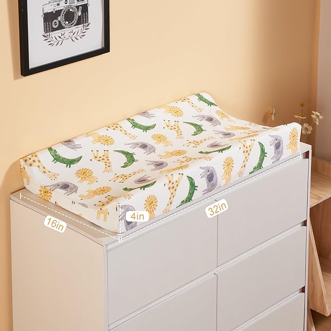 TILLYOU Baby Changing Pad Cover, Changing Table Cover for Girls Boys, Ultra Soft Breathable, 2 Pack African Steppe & Grey