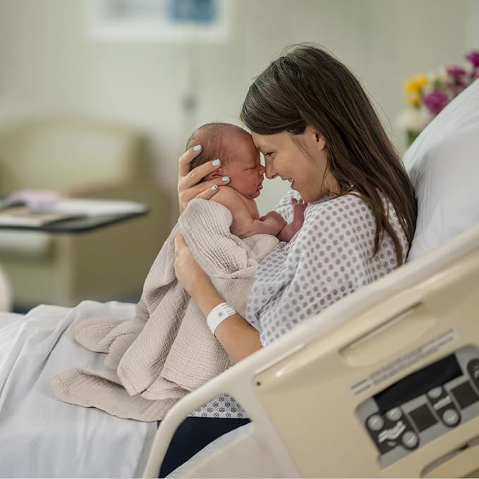 lulumoon Muslin Baby Blanket for Girls: Lightweight Cotton Swaddle for Receiving - Ideal Stroller Blanket for Travel & Baby Shower 36"x40"(Ivory)