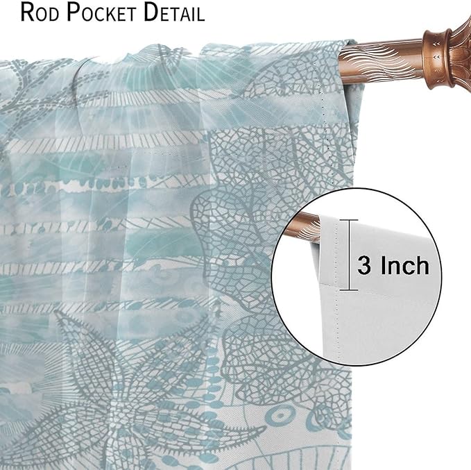 Starfish Curtains，Starfish and Seashells Coastal Curtain Ocean Themed Underwater Marine Decor Waterproof Fabric Curtain Set 2 Panels,84x84 Inches