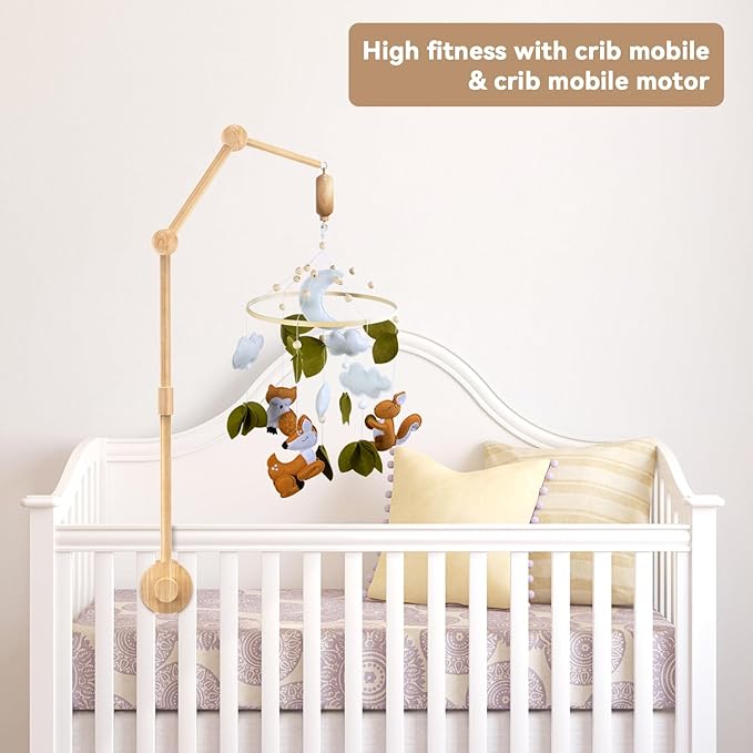 FEISIKE Crib Mobile Arm, Natural Beech Wooden Mobile Arm for Crib, Baby Mobile Hanger for Girls Boys Baby Nursery Decor 33.86 inch