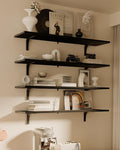 12x60 Inch Rustic Wood Floating Shelves 4-Pack - Farmhouse Black Wall Shelves with 100 lbs Capacity, Easy Installation for Living Room, Kitchen, Bathroom